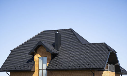 Low angle view of building against clear sky