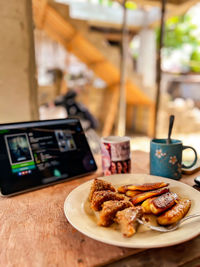 Close-up of food on table