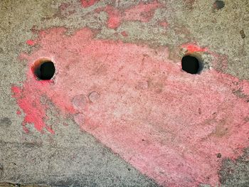 High angle view of pink wall