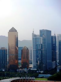 Cityscape against clear sky