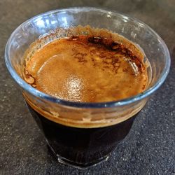 High angle view of coffee on table