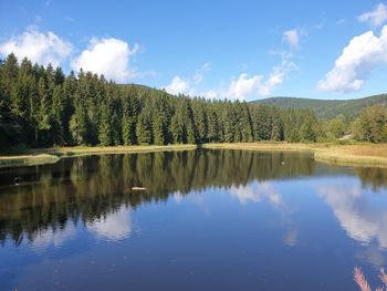 Scenic view of lake against sky