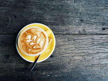 High angle view of coffee on table