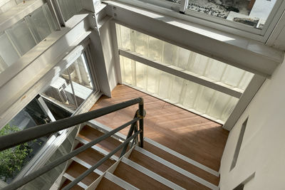 High angle view of staircase in building