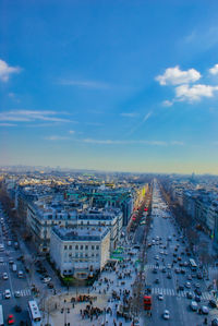 High angle view of cityscape against sky