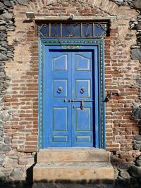 Closed door of old building