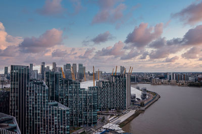 View from the river thames over millennium dome or o2 arena in london.