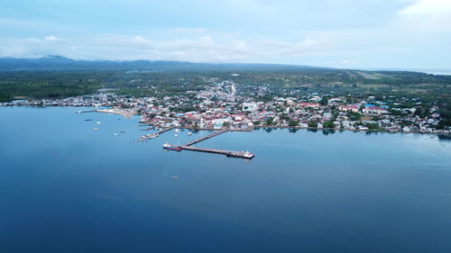 High angle view of cityscape against sky