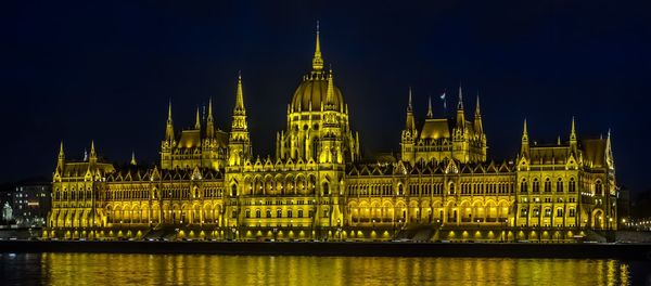 Illuminated parliament building in budapest