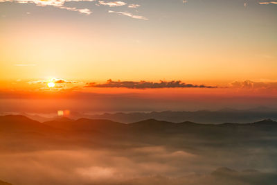 Scenic view of dramatic sky during sunset