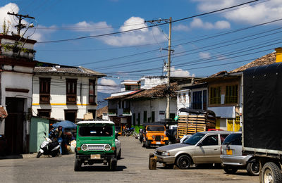 Street of the heritage town of salamina in colombia. traditional yipaos.