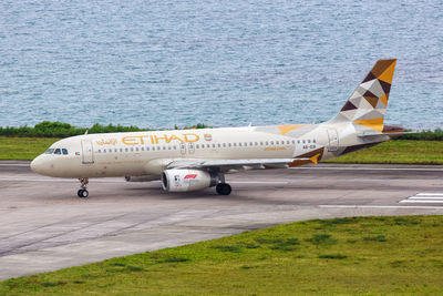 View of airplane on airport runway