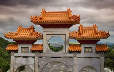 Exterior of temple building against sky