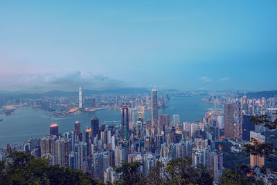 Aerial view of city at waterfront