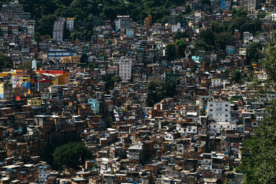 High angle view of buildings in city