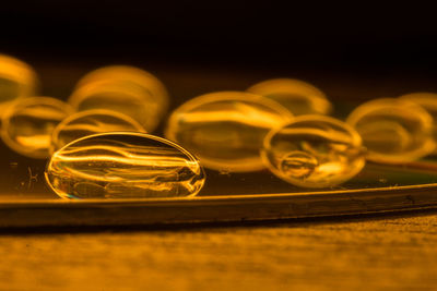 Close-up of yellow glasses