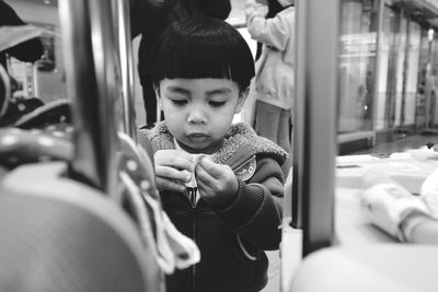 Close-up of boy playing