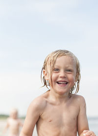 Happy boy on beach