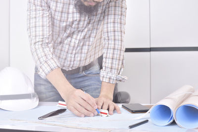 Man working on table