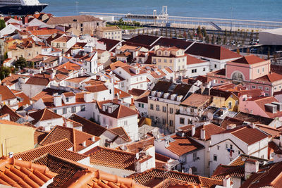 Panorama view - santa luzia viewpoint, with view to alfama old town - lisbon, portugal