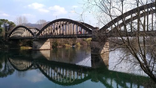 Bridge over river against sky