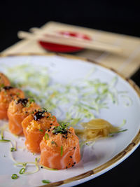 Close-up of fish served in plate