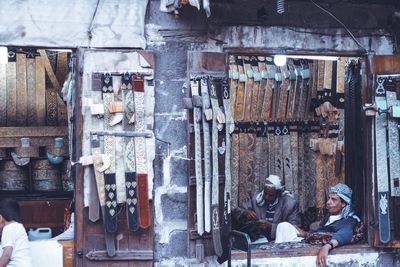 Clothes for sale at market stall