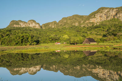 Landscape with lake in vinales, one of the main tobocco production regions of cuba.