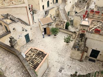 High angle view of historic building