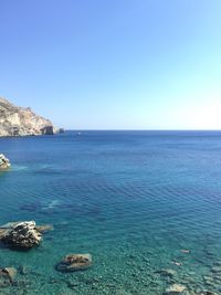 Scenic view of sea against clear sky