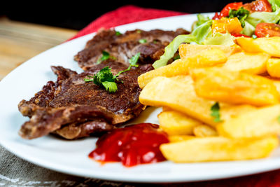 Close-up of meal served in plate