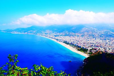 Aerial view of city at seaside