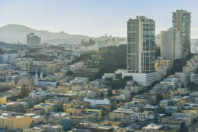 San francisco residential skyline and cityscape with mountains in the background