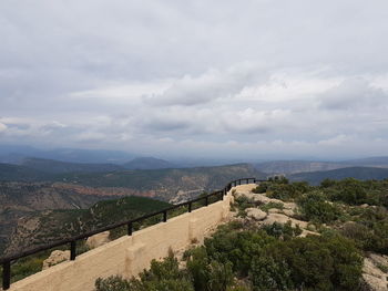 Aerial view of landscape against cloudy sky