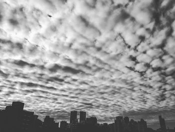 Buildings in city against sky at sunset