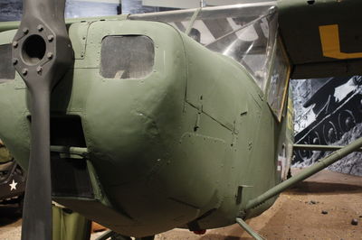 Close-up of abandoned airplane