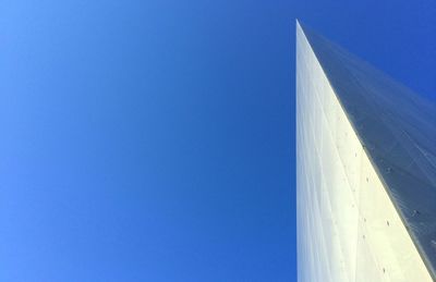 Low angle view of building against clear blue sky