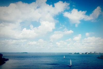 Scenic view of sea against cloudy sky