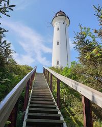 Low angle view of lighthouse against sky