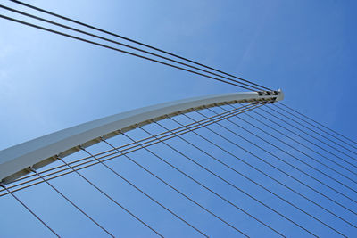 Low angle view of bridge against clear blue sky