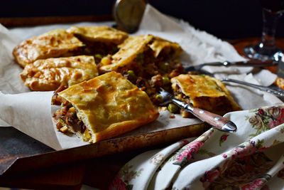 Close-up of savory pie