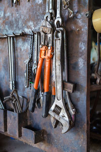 Tools hanging at workshop