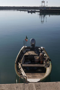 High angle view of boat in sea