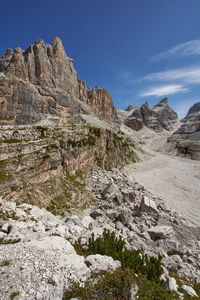 Scenic view of rocky mountains against sky