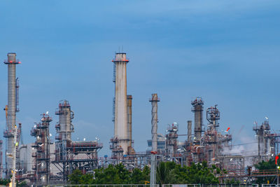 View of factory against blue sky