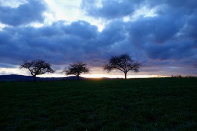 Scenic view of grassy field against cloudy sky