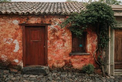 Closed door of old building