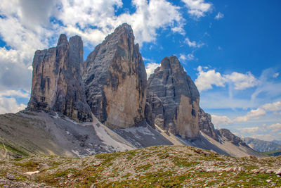 Panoramic view of rocky mountains against sky