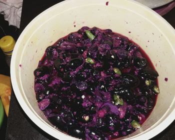 High angle view of meal served in bowl