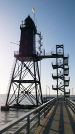 Low angle view of tower against clear sky